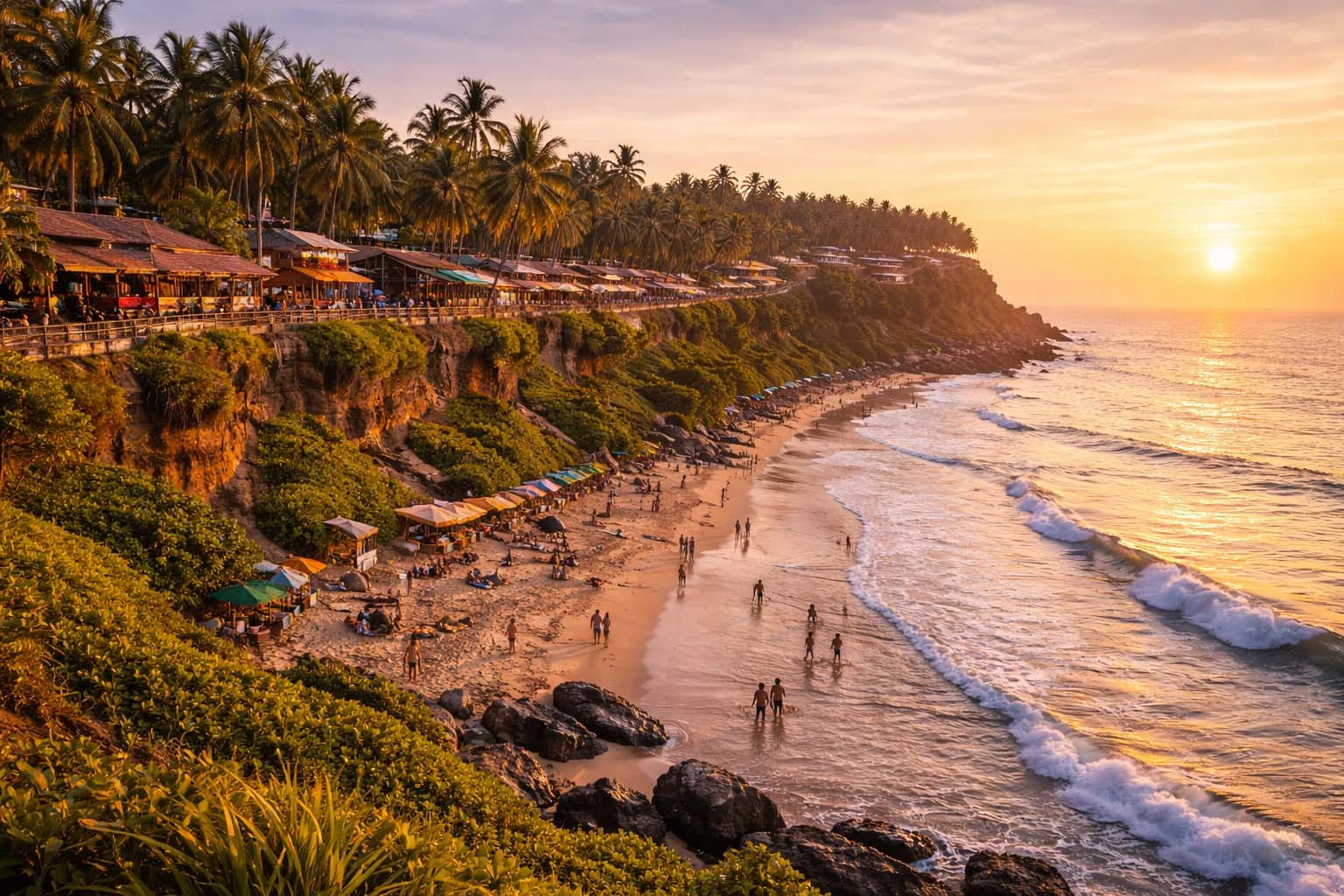 Red laterite cliffs above the beach at Varkala