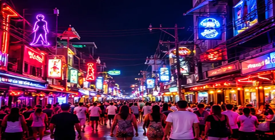 Neon lights on Walking Street at night
