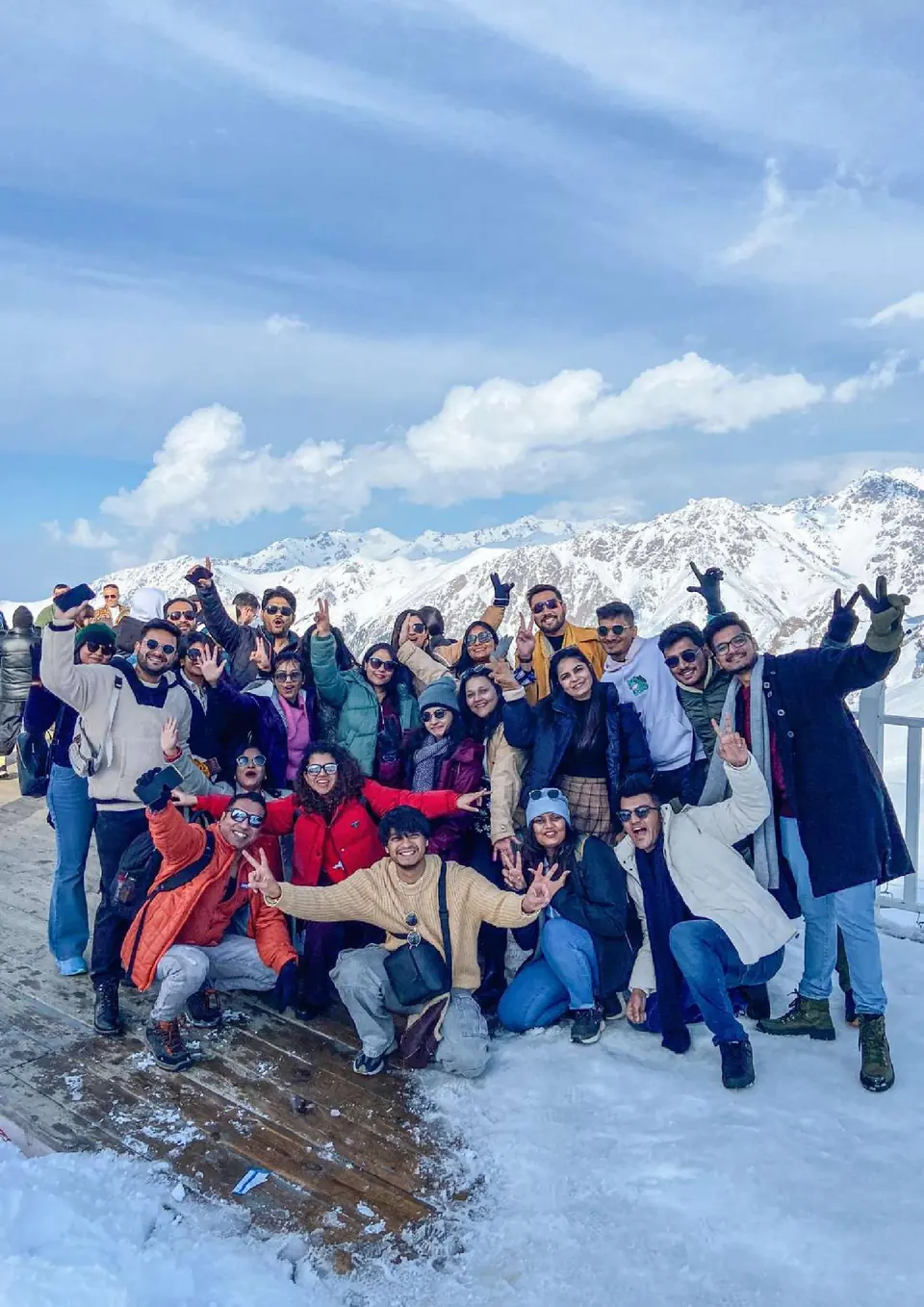 Chalo Ghumne group in the snow in Kazakhstan