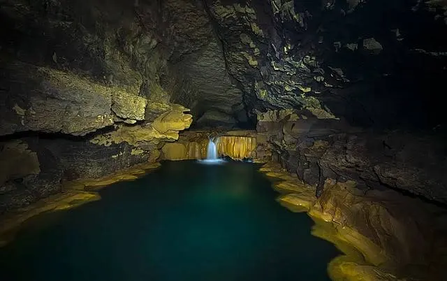 Waterfall inside a cave in Cherrapunji