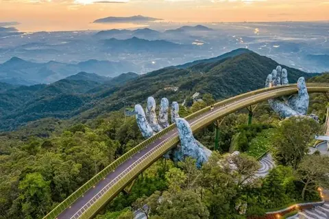 Golden Bridge held by giant stone hands, Ba Na Hills